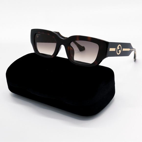 NEW GUCCI GG1558SK 002 SQUARE HAVANA BROWN WOMEN SUNGLASSES GUCCI - Picture 3 of 12